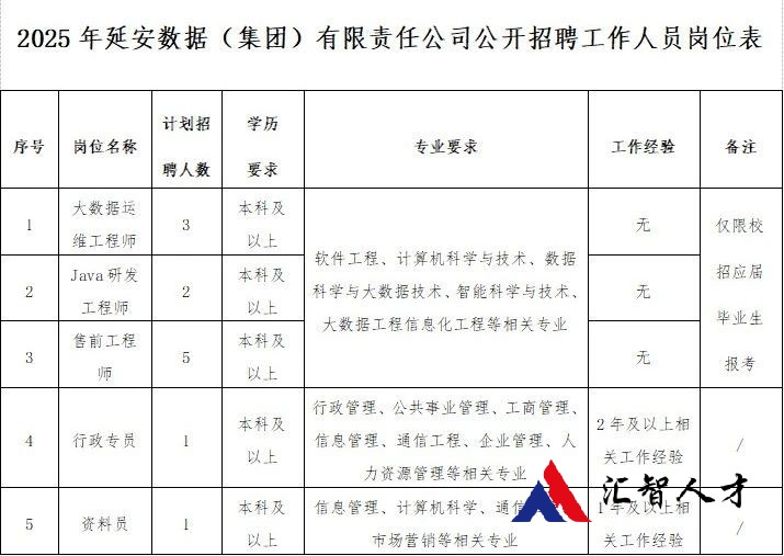 延安数据（集团）有限责任公司招聘公告